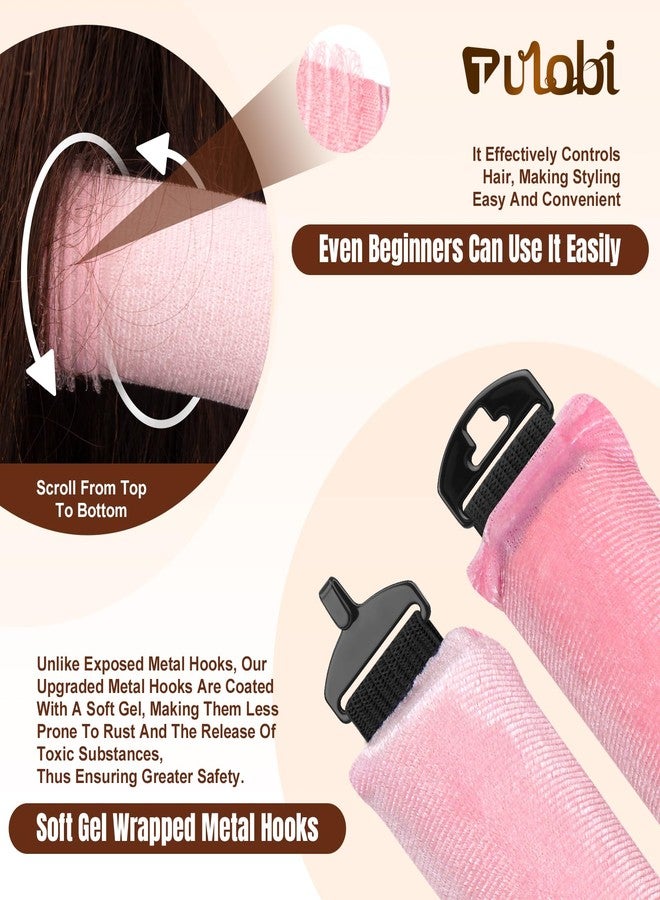 TULOBI 3 Pcs Heatless Curls Overnight - Upgraded Velvet Heatless Hair Curler with Velcro Fastener, Overnight Jumbo Blowout Rods, Hair Curlers to Sleep in for All Hair Types (Pink) - Image 4